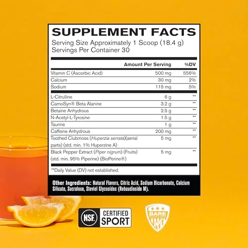 BARE PERFORMANCE NUTRITION BPN Flight Pre Workout, Supports Energy and Mental Focus, Improved Endurance & Muscle Pumps with CarnoSyn® Beta Alanine