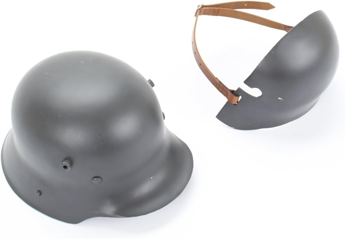 German WWI M16 Stahlhelm Steel Combat Helmet with Stirnpanzer Steel Sniper Brow Plate
