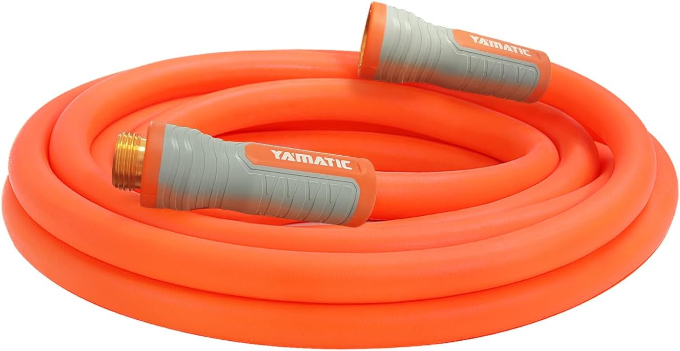 YAMATIC Flexible Garden Hose 5/8" x 50ft, 360° Swivel Handle, Burst 600 PSI