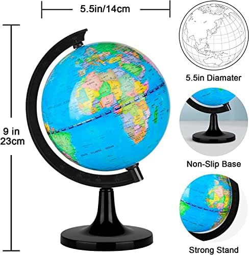 Wizdar 4 inch World Globe for Kids Learning