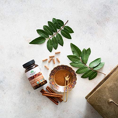 ORGANIC INDIA Ceylon Cinnamon Supplement - Organic Ceylon Cinnamon Capsules, Cinnamon Pills Herbal Supplement, Support Digestion, Source of Antioxidants, USDA Organic, Vegan, Gluten-Free - 90 Capsules