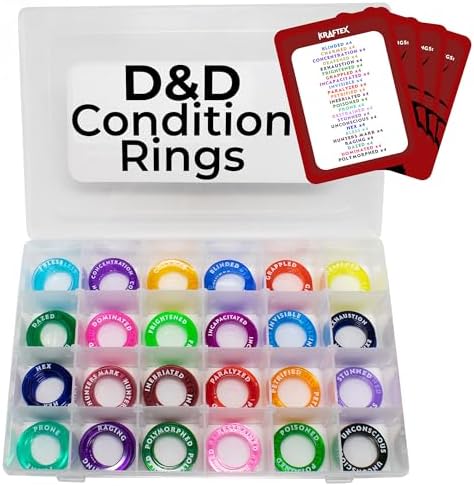 Kraftex DND Condition Rings [96pcs]: Accessories for Dungeon Masters to Track Spell Effects. Condition Markers D&D Accessories use as DND Tokens