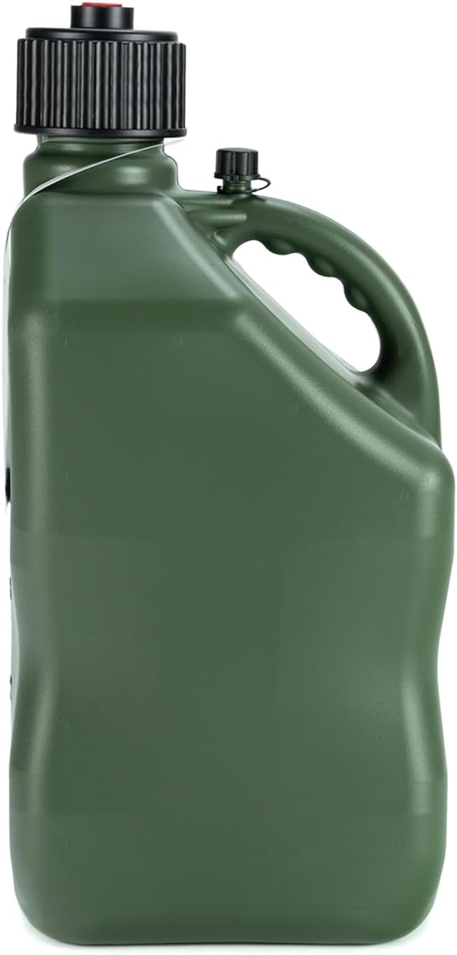 VP Racing 5.5-Gallon Square Motorsport Utility Container Camo (4 Pack) with a 14" Deluxe Hose (1 Pack) Close-Trimmed Cap and Neck for Tight Seal