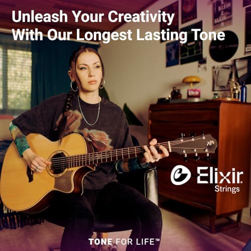 Elixir Strings, Acoustic Guitar Strings, 80/20 Bronze with POLYWEB Technology, Longest-Lasting Warm Tone with Comfortable Feel, 6 String Set