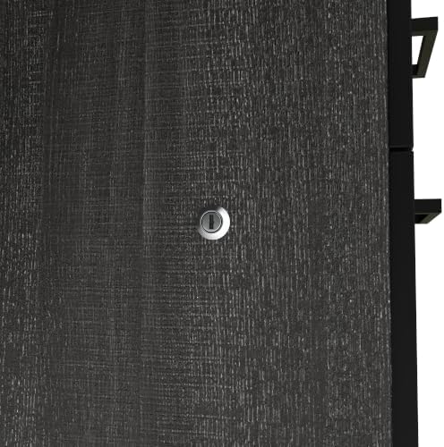 Bestar U or L Shaped Executive Desk with Hutch, Black & Gray, Norma, 71W