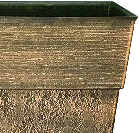 The HC Companies 18 Inch Avino Tall Square Planter - Decorative Indoor Outdoor Plant Pot for Front Porch, Deck, Patio and Home, Oxidized Black