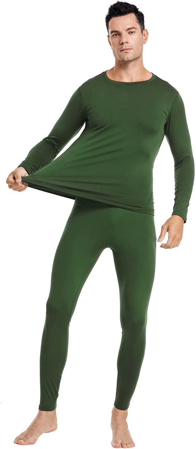 PISIQI Thermal Underwear Men Long Johns Set Ultra-Soft with Fleece Lined Base Layer Winter Skiing Warm Top & Bottom