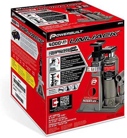 Powerbuilt 3 Ton, Bottle Jack and Jack Stands in One, 6000 Pound Capacity, All-in-One Car Lift, Heavy Duty Vehicle Unijack, Wide Base, 620471