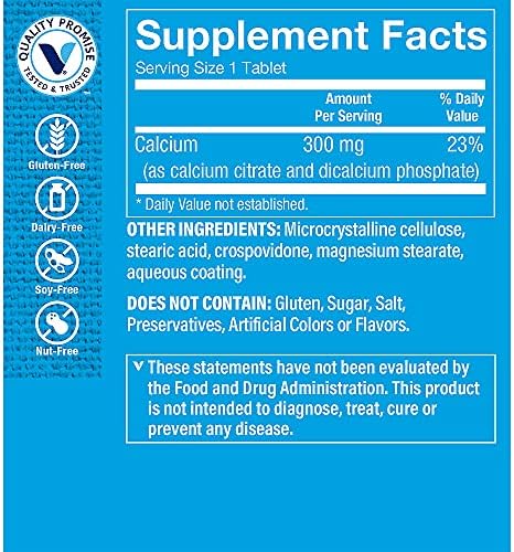 The Vitamin Shoppe Brand Calcium Citrate 300 MG, 300 Tablets | Highly Absorbable Calcium Supplement for Bone Strength