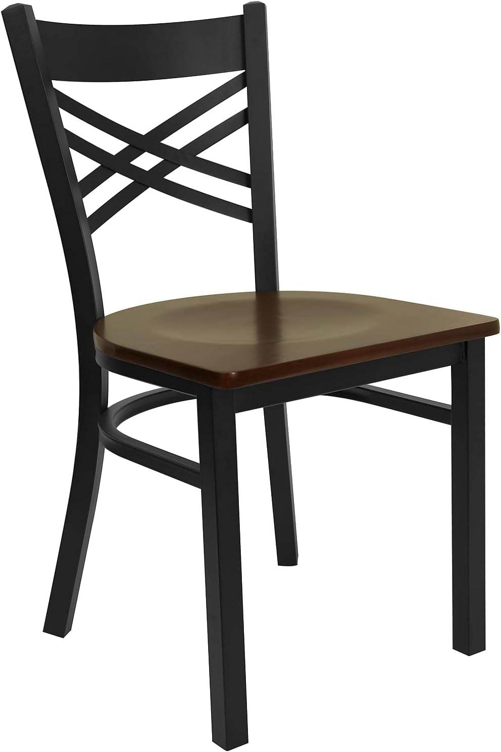 Flash Furniture Hercules Series "X" Back Metal Restaurant Chairs, Modern Upholstered Armless Dining Chairs for Restaurants/Kitchens, Set of 2, Black