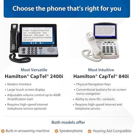 Hamilton CapTel 2400iSPNBT Large Touch Screen Captioned Telephone | Phone for Hard of Hearing with Answering Machine and Speakerphone