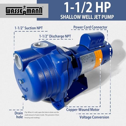 Centrifugal Pump 1.5 HP, 66GPM Shallow Well Jet Pump 115V/230V Self-Priming Centrifugal Pump Durable Cast Iron Booster Pump for Lawn Sprinkler