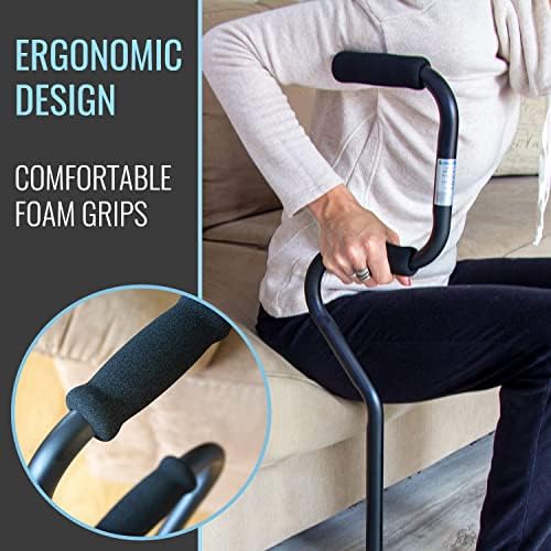 HealthSmart Quad Walking Cane, Sit To Stand Walker, Adjustable Canes for Men, Canes for Women, FSA HSA Eligible with Quad Base, Foam Handles Quad Cane