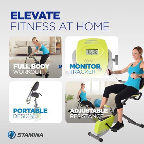Stamina Wonder Exercise Bike | Build Upper and Lower Body Strength on One Machine | Includes Two Online Workout Videos, Chartreuse and Gray