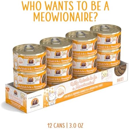 Weruva Wet Cat Food, Who Wants to be a Meowionaire with Chicken and Pumpkin Pate, 3oz Can, Pack of 12