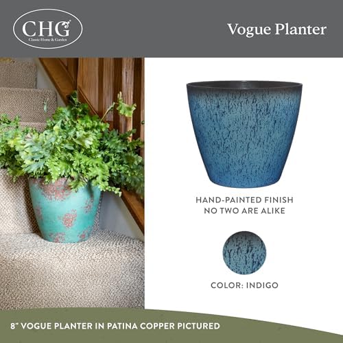 Classic Home and Garden Premiere Collection Planter, Vogue 8", Indigo