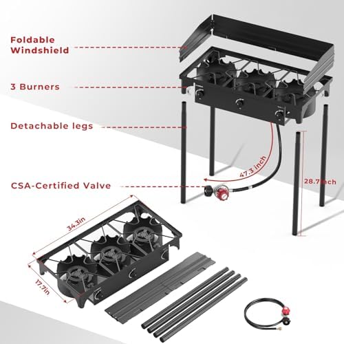 Camplux Camping Stove 2 Burners, Propane Burner 260,000 BTU, Heavy Duty Gas Stoves for Outdoor Cooking