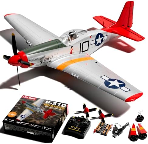 LEAMBE 4 Channel RC Plane, Ready to Fly Aerobatic Aircraft, Easy Control for Beginners, P51 Mustang RC Airplane Best Gift for Adults