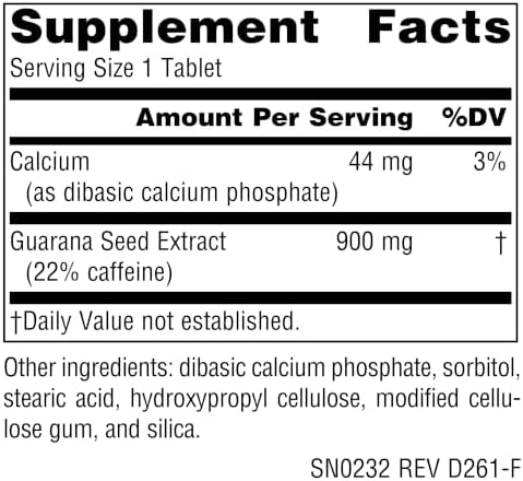 Source Naturals Guarana Energizer, 900 mg -100 Tablets | Energy Booster