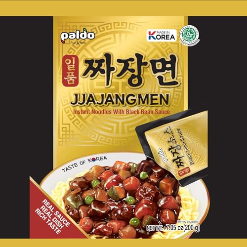 Paldo Fun & Yum Ilpoom Jjajangmen Chajang Noodle Traditional Brothless Chajang Ramen 7.05oz (Pack of 4)