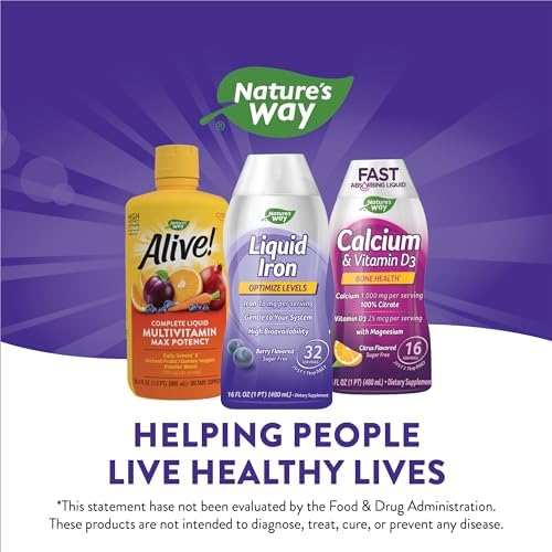 Nature’s Way Liquid Iron Supplement, 18 mg per Serving, Berry, 16 Fl Oz | Gentle Glycinate Iron, Fast-Absorbing Liquid, Iron for Red Blood Cell Support and Energy Metabolism*, No Sugar Added