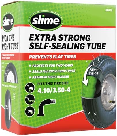 Slime 30014 Inner Tube for riding lawn mowers, ATVs, quads, tractors and other farm equipment, Extra Strong, Includes Self-Sealing Slime Sealant, Heavy Duty, 15x6.00-6" / 5.30/4.50-6" / 13x5.00-6"