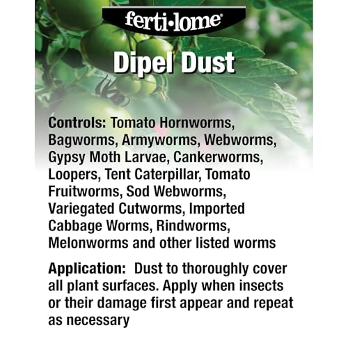 Fertilome (10859) Dipel Dust Biological Insecticide Bt, 4 lb | Bacillus thuringiensis (Bt) OMRI-eligible dust - Controls caterpillars & worms organically - Home gardeners