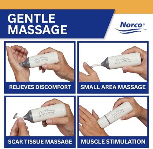 Norco Mini Massager - Handheld Massager for Scar Tissue Break Up | Compact, Travel Massage Gun with 3 Attachments for Hand, Foot, Neck, Face, Finger