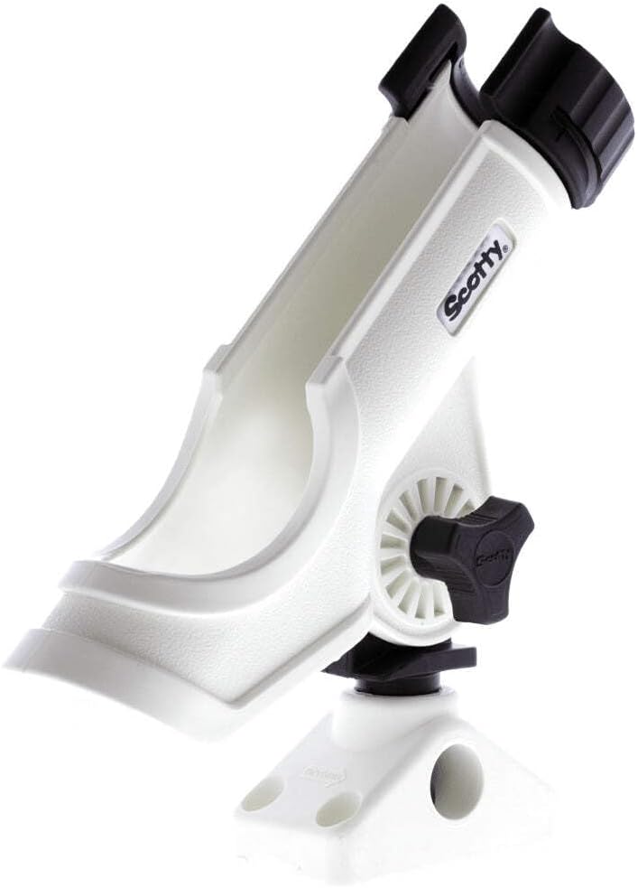 Scotty #230 Powerlock Rod Holder with #241 Side/Deck Mount, Adjustable Boat Fishing Rod Holder, Universal Cradle Design, Side or Deck Mount Installation, Marine-Grade Construction