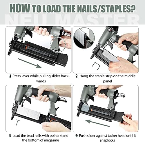 NEU Master Nail Gun, 2 in 1 Pneumatic Brad Nailer/Staple Gun