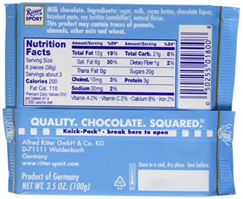Ritter Alpine Milk Chocolate, 3.5 oz