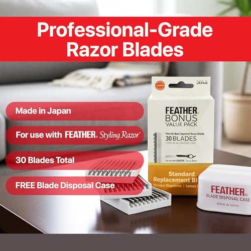 Feather Bonus Value Pack, Styling Razor Standard Blades - Professional Hair Cutting Blades for Styling, Shaping