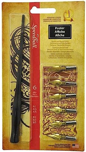Speedball C-Series Lettering Pen Set, Left-handed - 1 Penholder w/ 6 Nibs