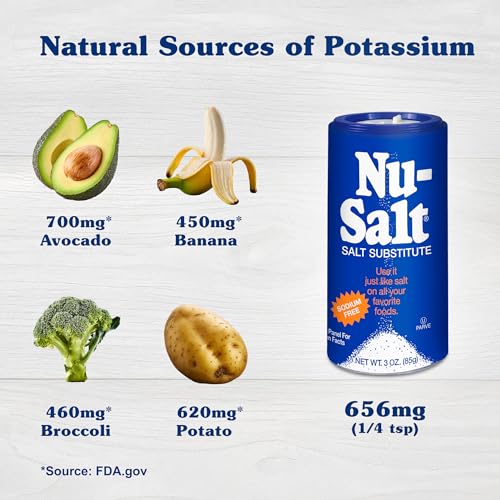 Nu-Salt Sodium-Free Salt Substitute, Contains Potassium Chloride, Table Salt Alternative, Vegan, Good for Chips, Pretzels, French Fries