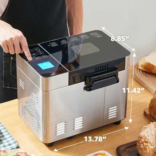 Elite Gourmet Programmable Bread Maker, 2 Lb, 3 Sizes, 19 Presets, Black