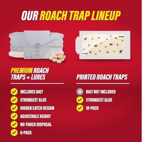 Catchmaster Roach Trap Glue Boards 6-Pk, Adhesive Bug Catcher, Insect & Roach Killer, Scorpion, Spider, Cricket, & Cockroach Traps for Home