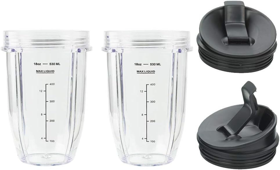 Blender Cups Fit for Ninja, Replacement Parts 16OZ Cups with Lids