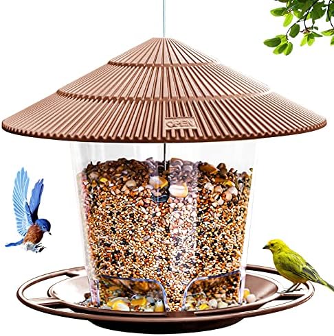 Hanizi Bird Feeder Outdoor Hanging for Wild Bird Seed, Brown