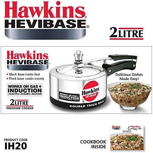 Hawkins Aluminium 5 Litre Hevibase Pressure Cooker, Induction Inner Lid Cooker, Silver (Ih50)