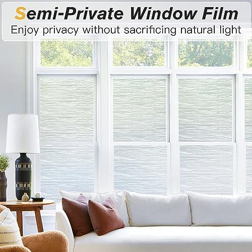Haton Window Privacy Film, Frosted Stripe Non-Adhesive, 17.5" x 78.7"