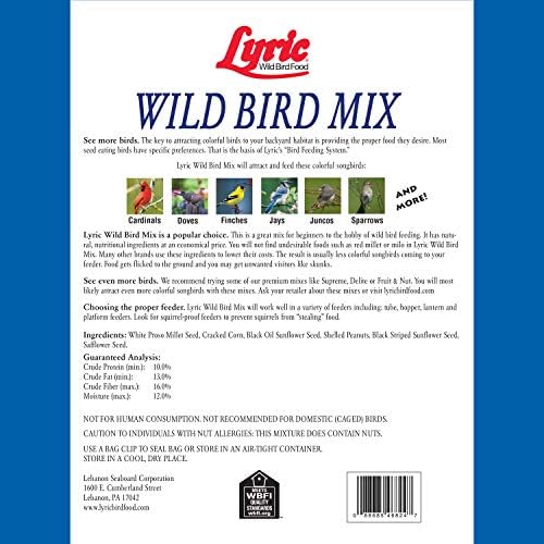 Lyric Wild Bird Mix - Includes Corn, Nuts, and Wild Bird Seed for Outside Feeders, Attracts Doves, Jays and Many More, 40 lb Bag | Includes corn