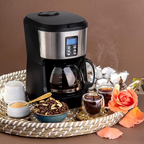 Mixpresso 5-Cup Drip Coffee Maker, Automatic Brew Coffee Pot Machine with Built-In Burr Coffee Grinder
