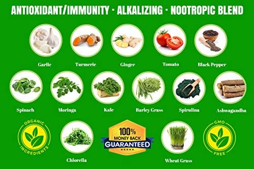 FOLONA Organic Super Greens Capsules with Ashwagandha, Spirulina & Moringa