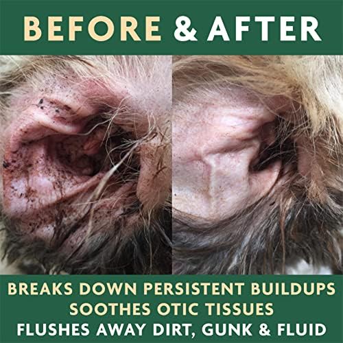 EcoEars Dog Ear Cleaner – Natural Multi-Action Formula for Ear Infection, Bad Discharge & Odor – Removes Foreign Matter & Cleans Difficult Ears - 8fl oz.