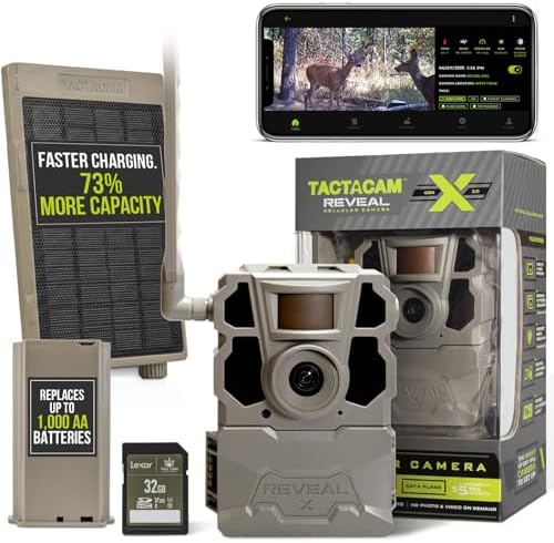 TACTACAM Reveal X Gen 2.0 LTE Cellular Trail Camera + Solar Panel + Lipo Lithium Battery Pack + 32GB SD Card