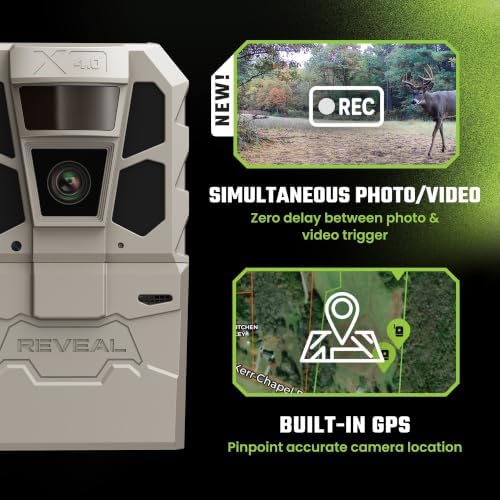 TACTACAM Reveal X 4.0 Cellular Trail Camera + Reveal Solar Panel R5 | Night Vision, Waterproof, 4K Photo, 1080p Video, Built-In GPS