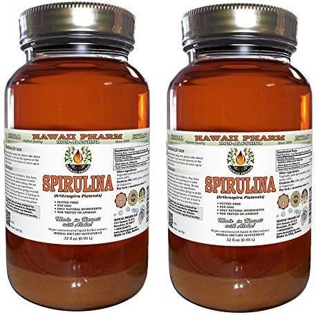 Hawaii Pharm Spirulina Alcohol-Free Liquid Extract, Professional Grade, Small Batch Crafted Spirulina (Arthrospira platensis) Dried Algae Glycerite Natural Herbal Supplement, 2 fl.oz