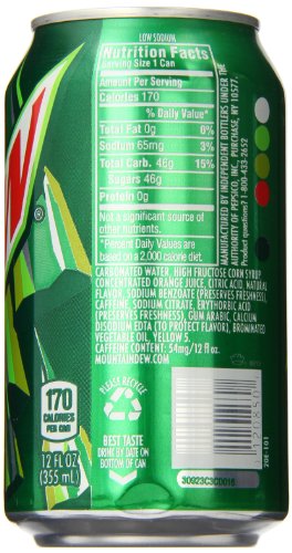 Pepsico Caffeine Free Mountain Dew, Diet, 10 lbs