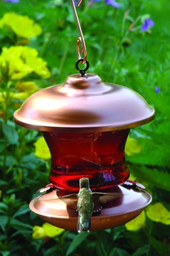 Woodlink Coppertop Hummingbird Feeder - Ruby Glass & Brushed Copper