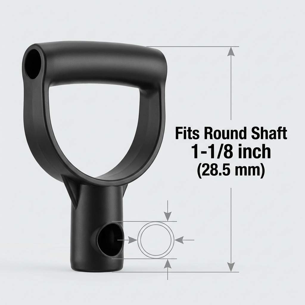 QWORK Shovel Grip Handle, 1-1/8" Inside Diameter PVC D-Shaped Grip Shovel Handle Replacement for Digging Raking Tools